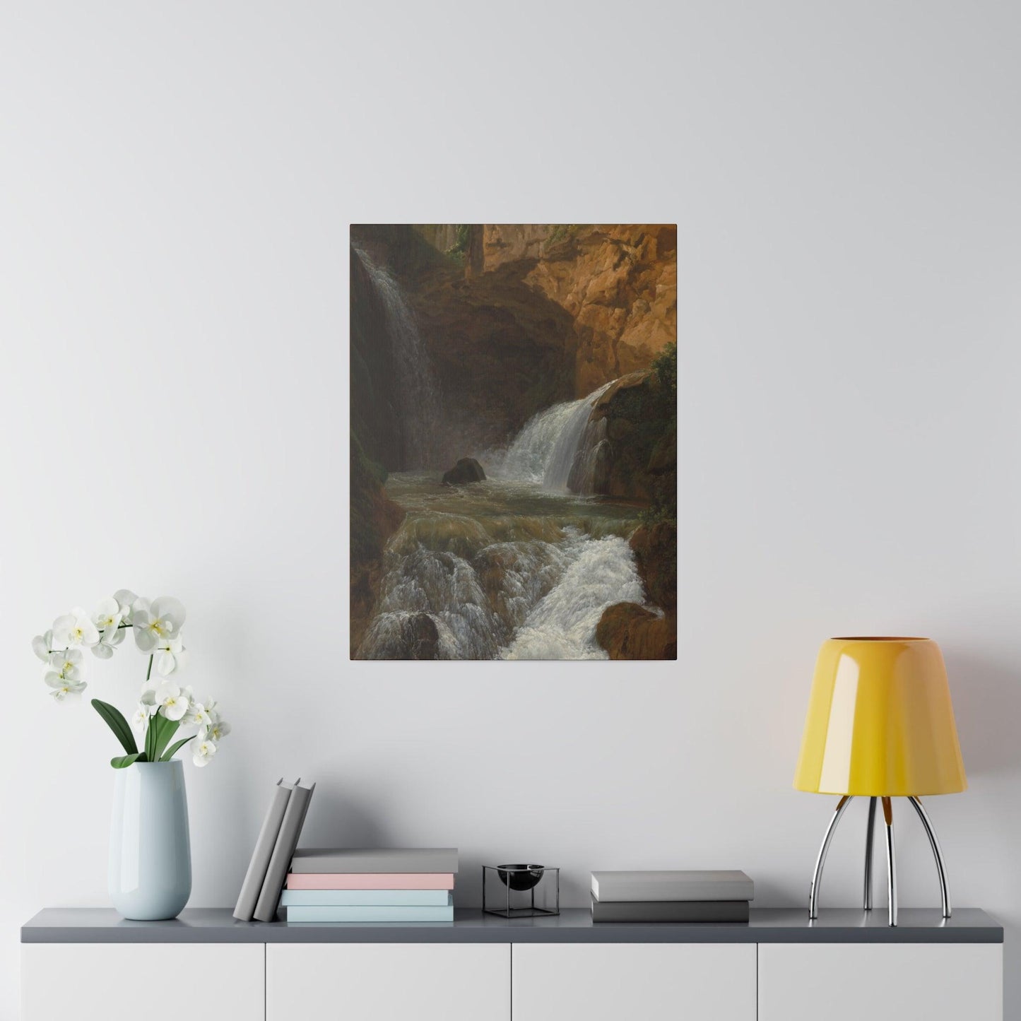 View of the Waterfalls at Tivoli 1788 by Jean Joseph Xavier Bidauld on a Matte Canvas Stretched 0.75