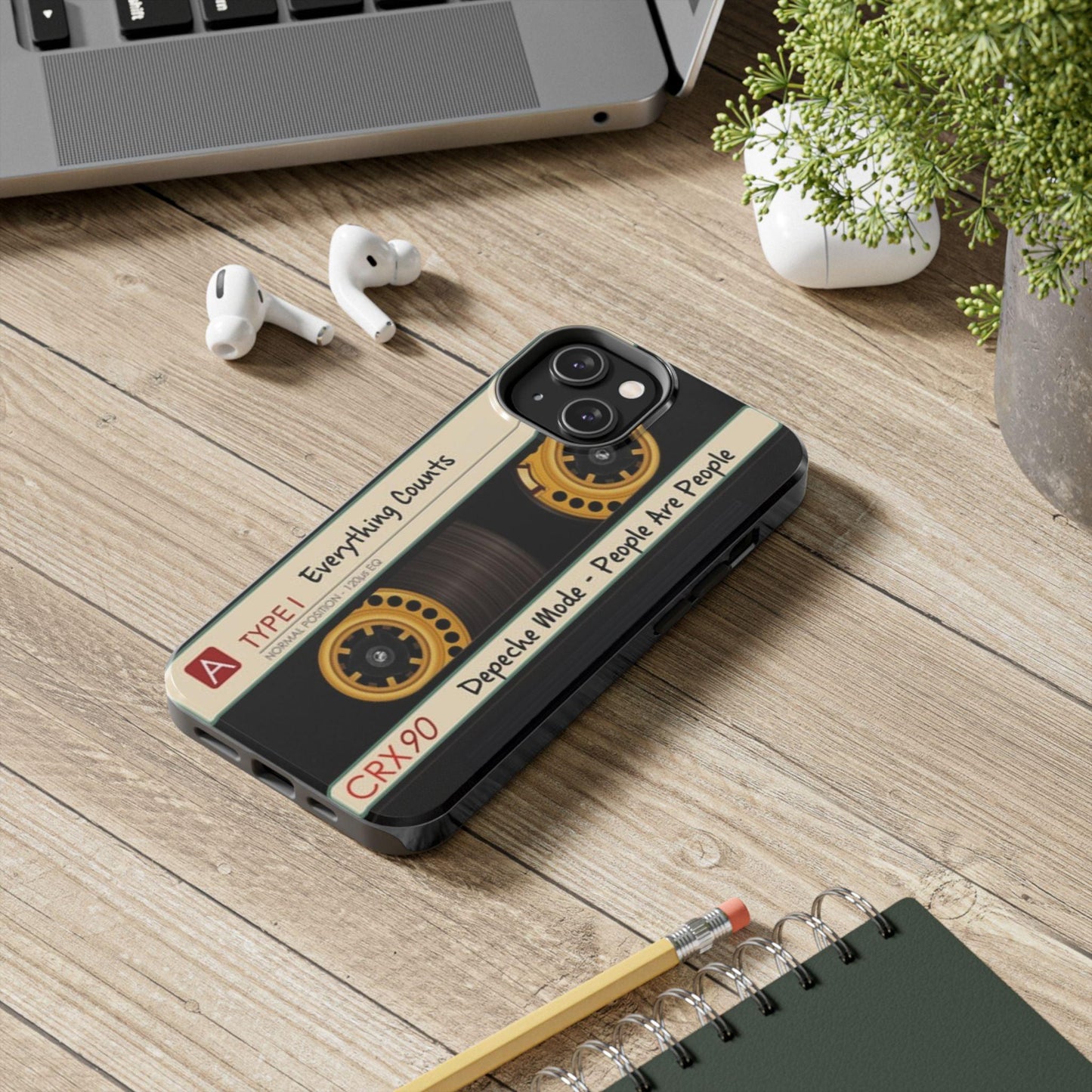 Nostalgic Old Cassette Tape with Yellow wheels iPhone Cases