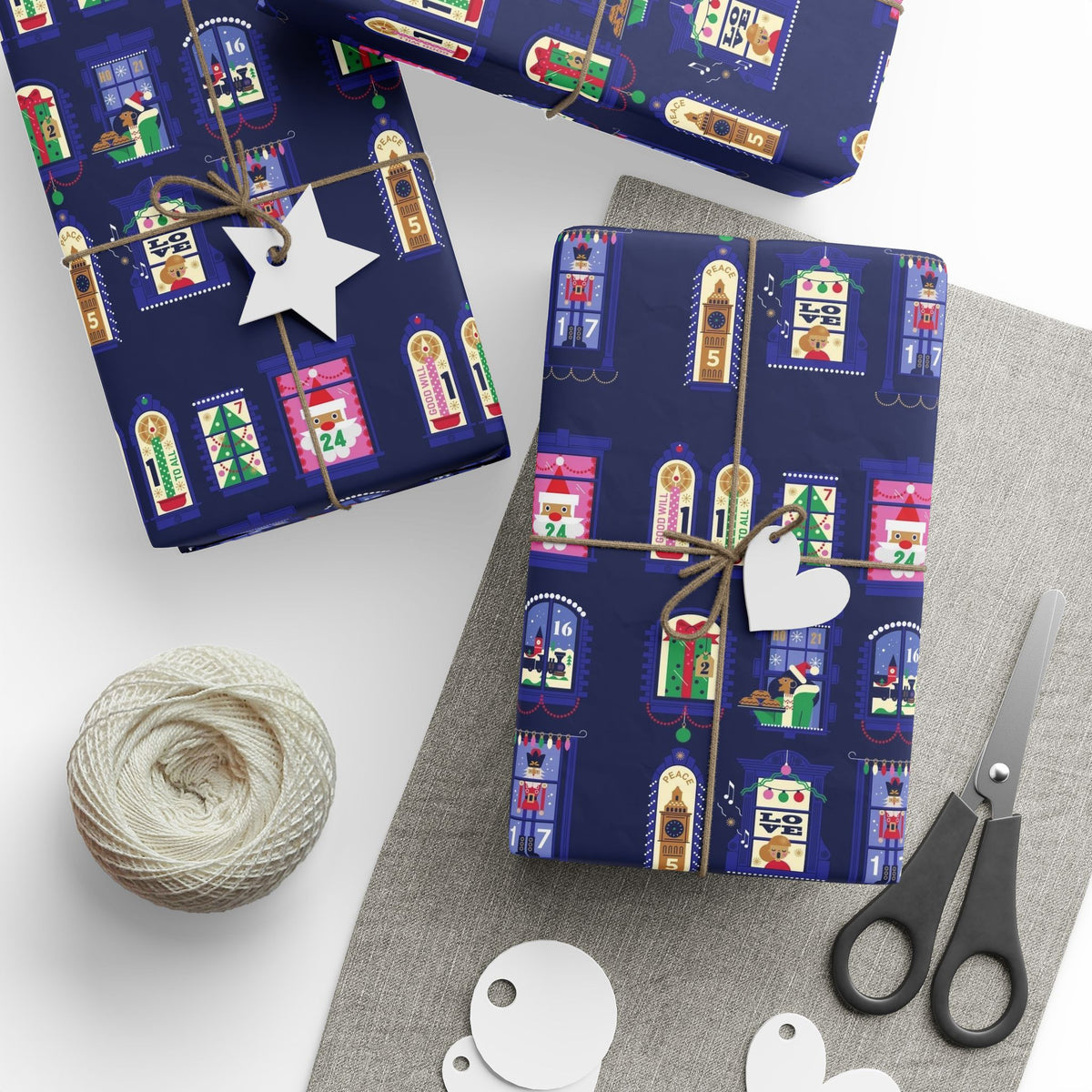 Nutcracker & Festive Windows Midnight Christmas Wrapping Paper