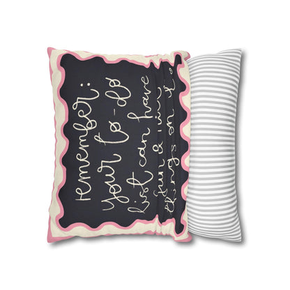 Fun Things in To Do List Cushion Cover - Spun Polyester Square Pillowcase in Cream and Pink