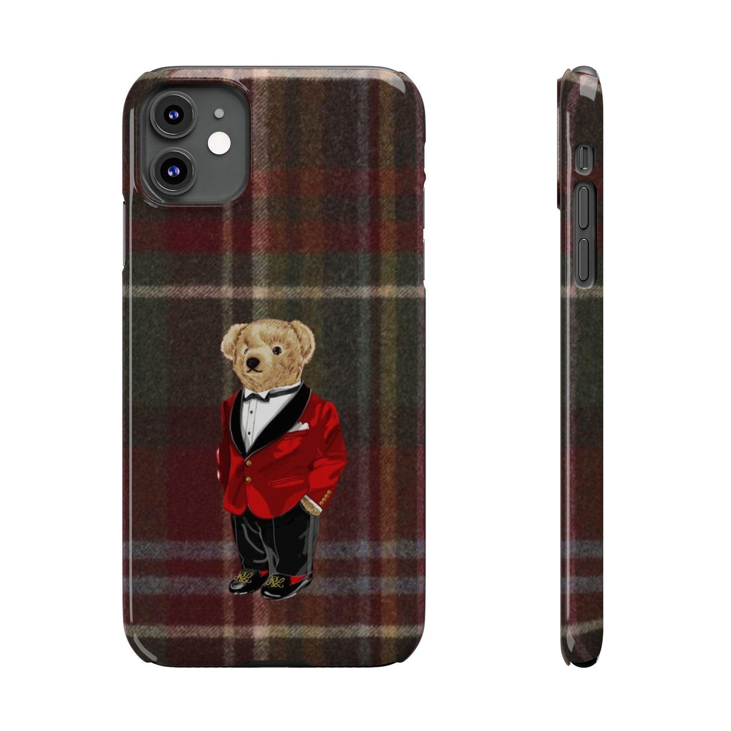 Dapper Bear Plaid Phone Case - Classic Tartan Polo Bear Design iPhone Cases