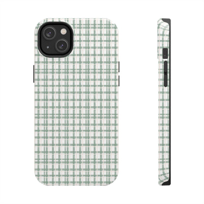 Vintage Sage Gingham Tough iPhone Cases