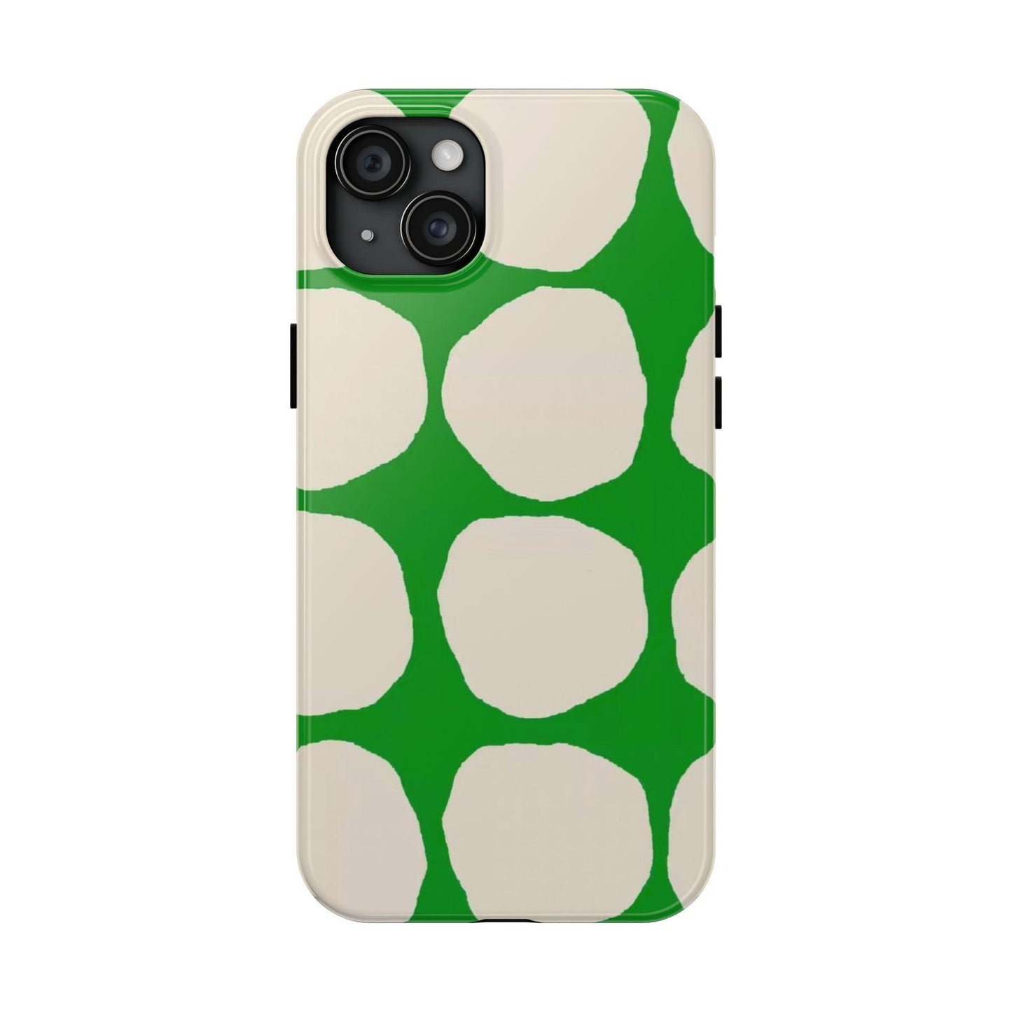 Green Scape with Beige Dots Tough iPhone Cases