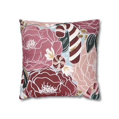 Candy Canes and Flowers Cushion Covers - Spun Polyester Square Pillowcase