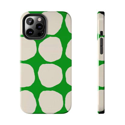 Green Scape with Beige Dots Tough iPhone Cases