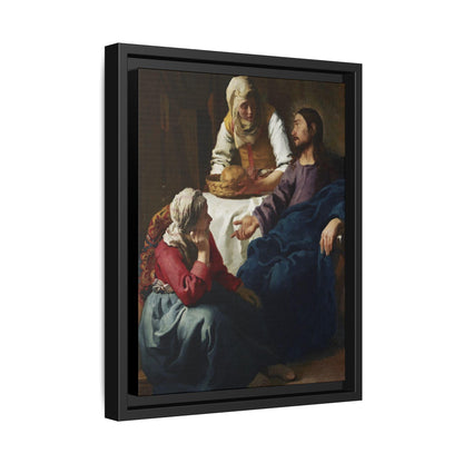 Johannes Vermeer Christ in the House of Martha and Mary circa 1654 to1656  Matte Canvas Black Framed