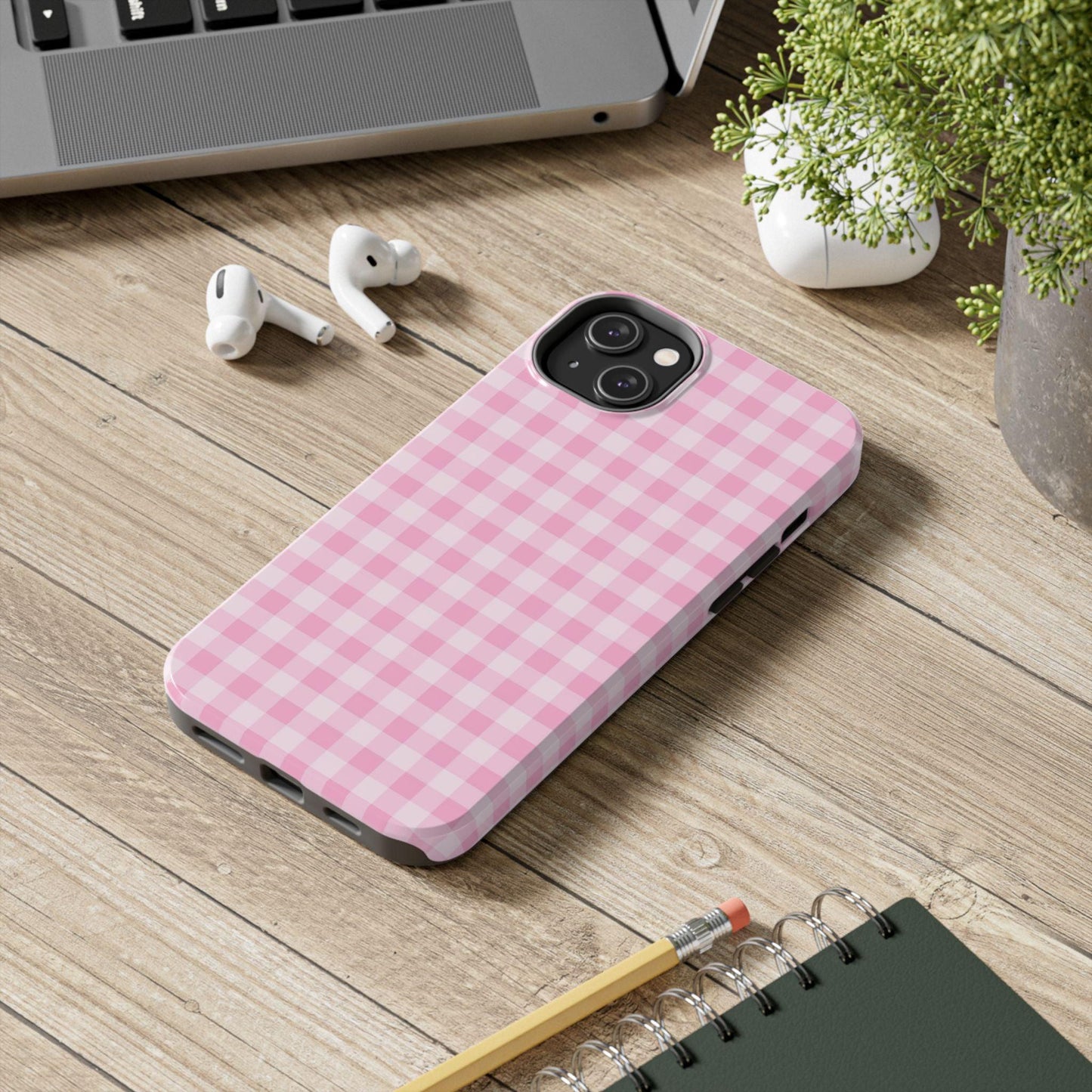 Pink Gingham Tough iPhone Cases