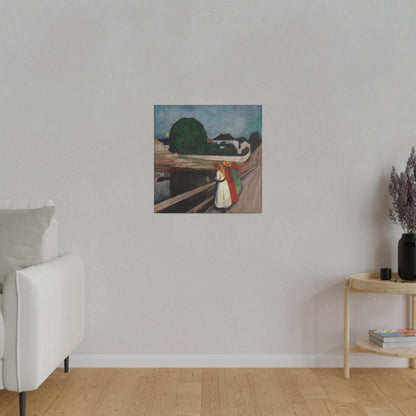 Edvard Munch's The Girls on the Bridge 1901  Matte Canvas Stretched 0.75