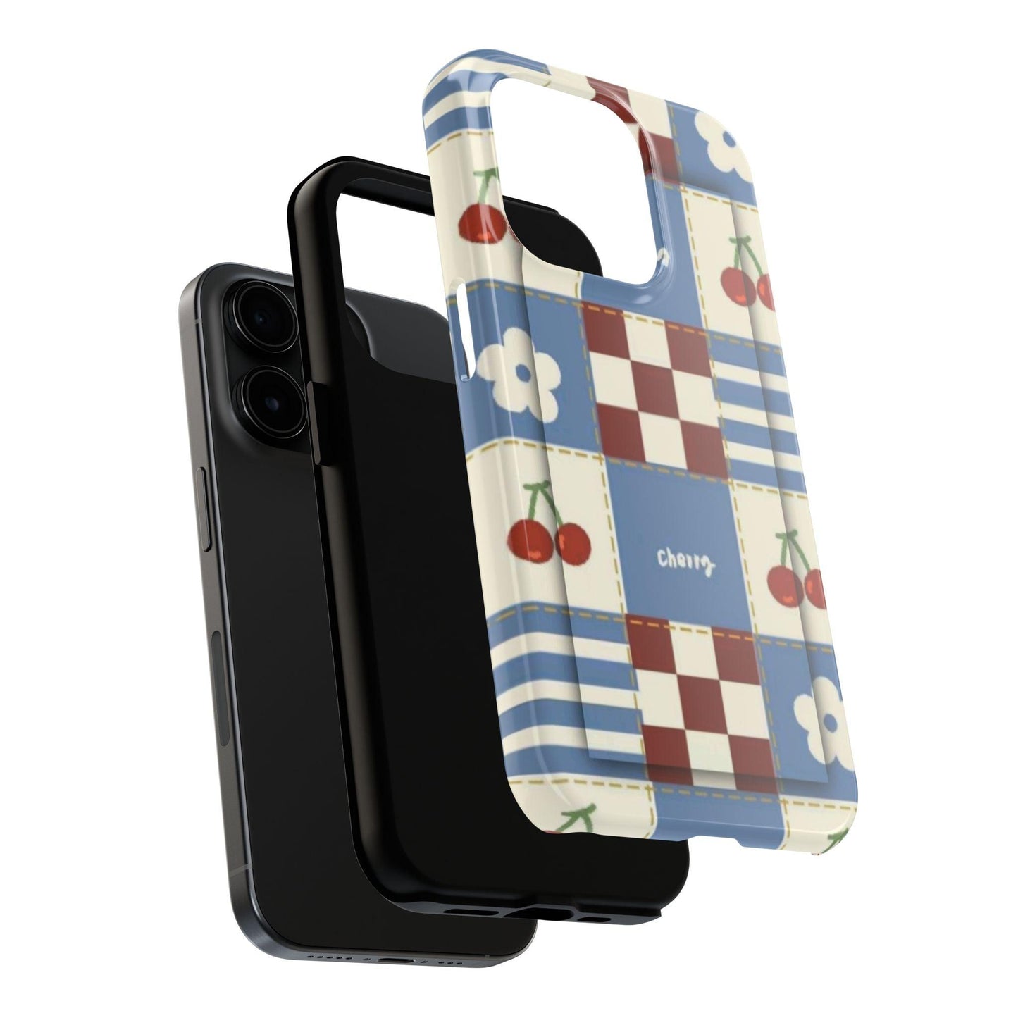 Cherry Blue Tri-Tone Tough iPhone Cases