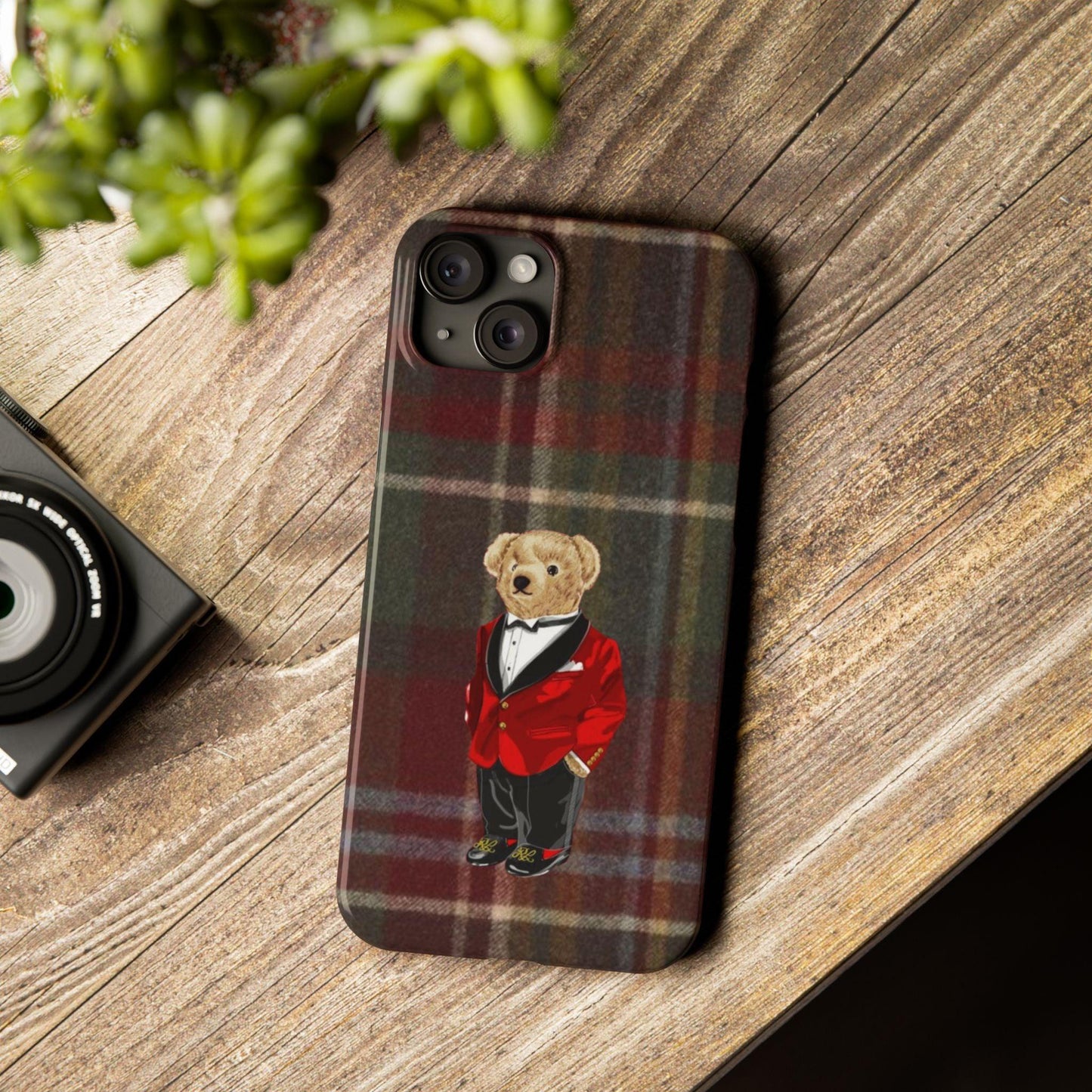 Dapper Bear Plaid Phone Case - Classic Tartan Polo Bear Design iPhone Cases