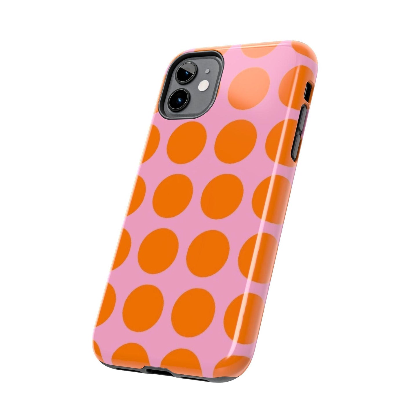 Orange Dots on Pink Tough Phone Cases