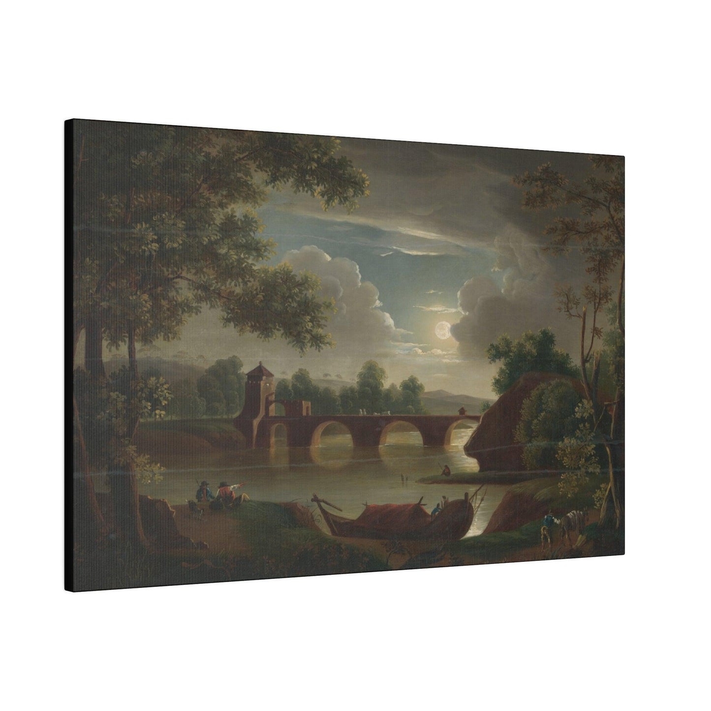 Landscape with the moon and a bridge, Michael Wutky - Matte Canvas, Stretched, 0.75"