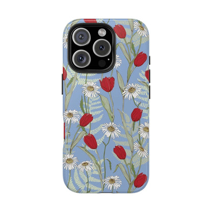 Blooms on Blue Tough iPhone Cases