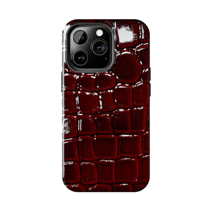 Croc Print Cherry Red Tough Phone Case – Luxe Protection with Bold Style