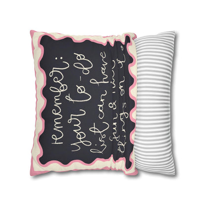 Fun Things in To Do List Cushion Cover - Spun Polyester Square Pillowcase in Cream and Pink