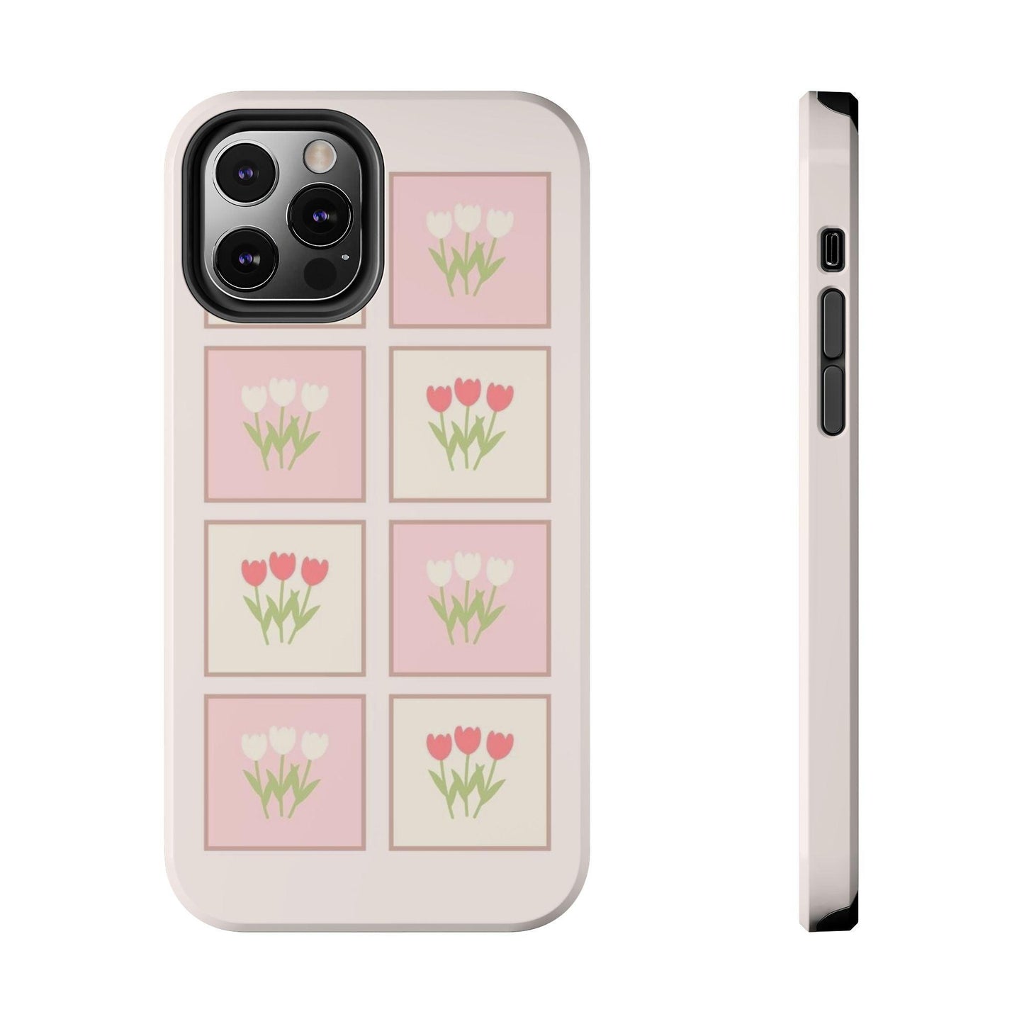 Floral Pastel Tulips Garden Tough iPhone Cases