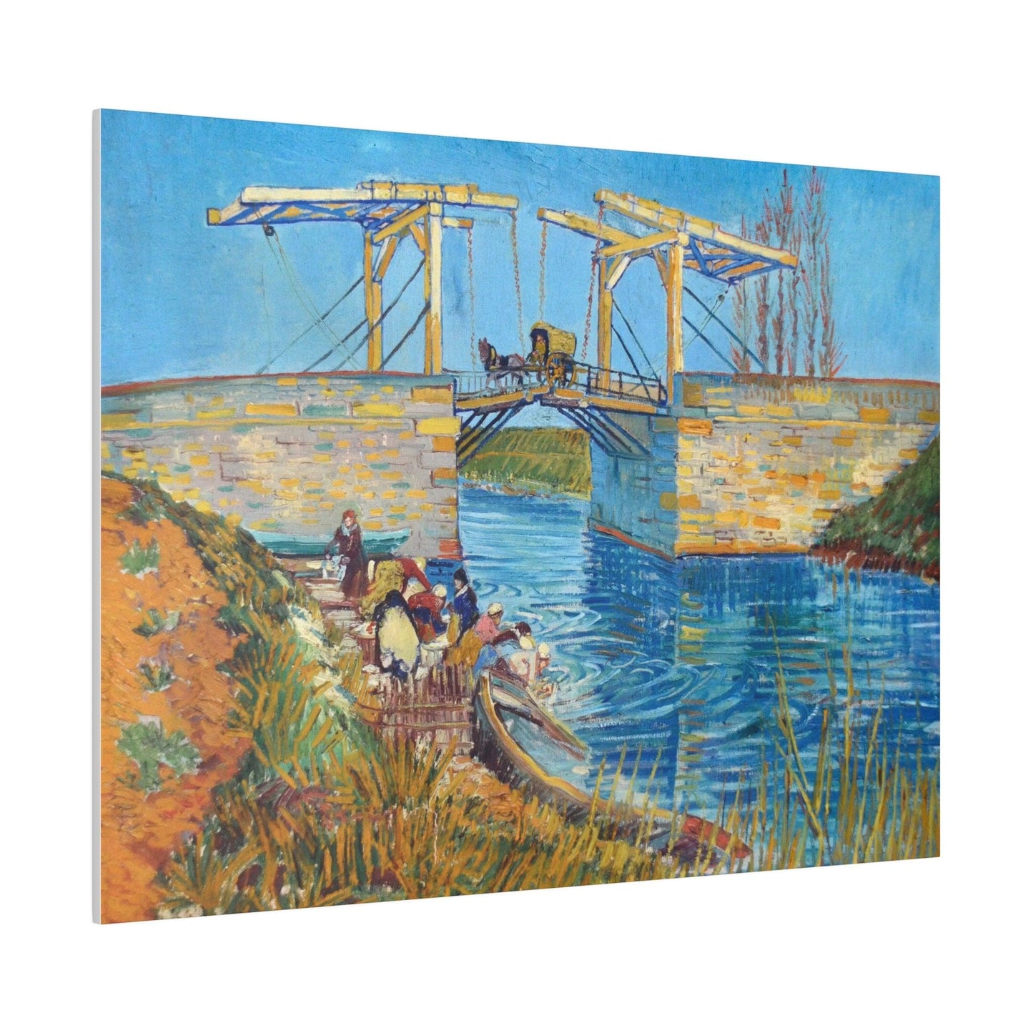 Vincent van Gogh's The Langlois Bridge at Arles with Women Washing (1888) famous painting - Matte Canvas, Stretched, 0.75"