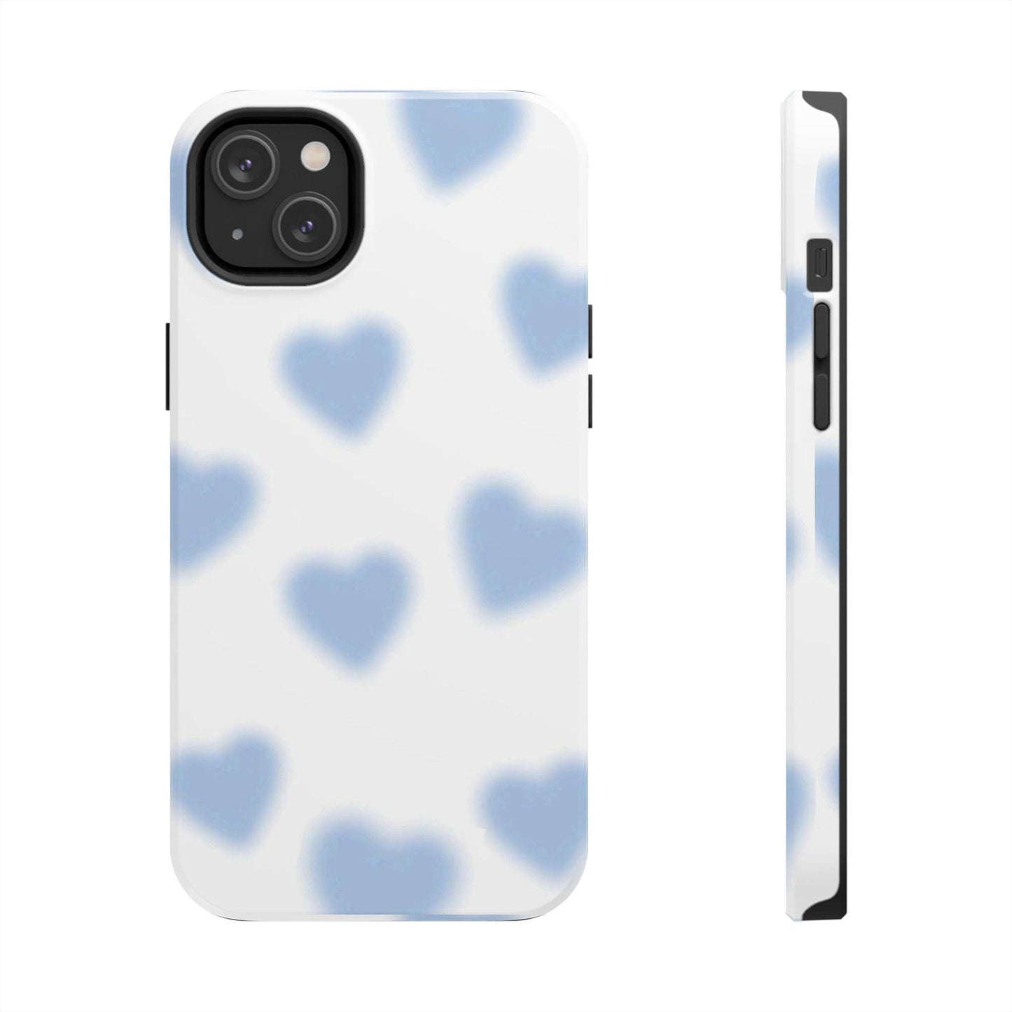 Blue-Blurry Hearts Tough iPhone Cases