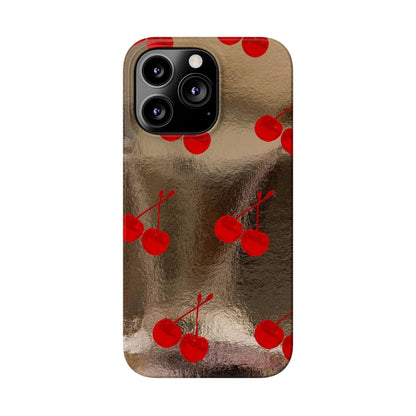 Golden Cherry Bliss Slim iPhone Cases