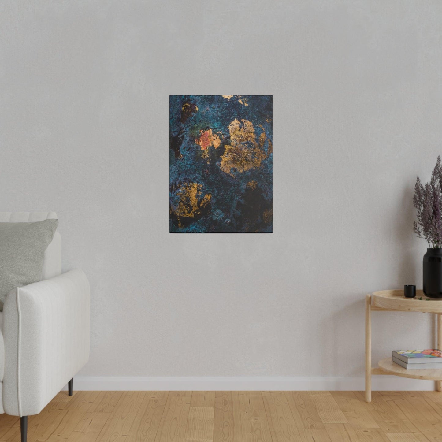 Blue Gold Abstract Painting - Matte Canvas, Stretched, 0.75"