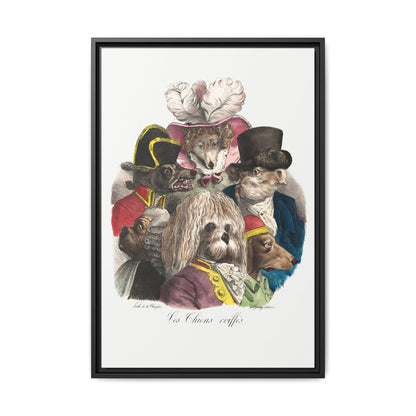 Les Chiens Coiffés (ca. 1825) lithographed by A. Cheyère. - Matte Canvas, Black Frame