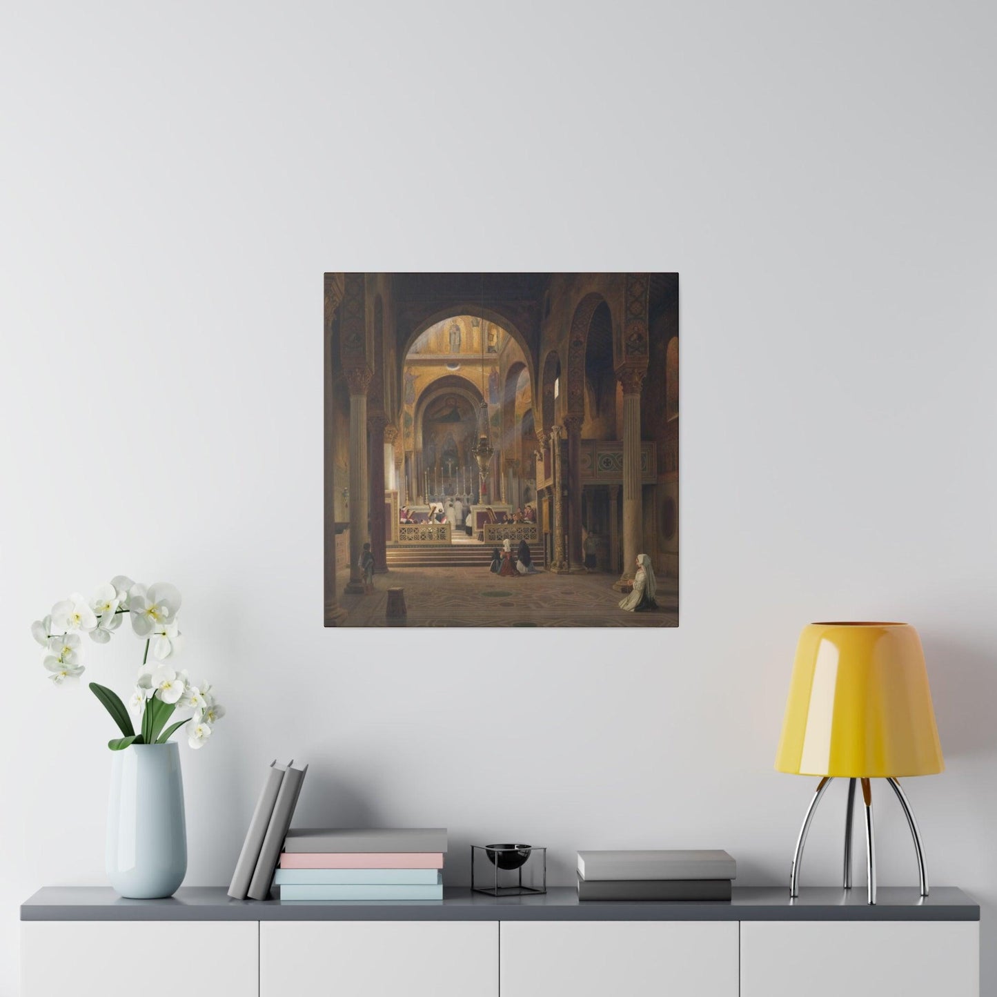 Interior of the Capella Palatina in Palermo Italy by Martinus Rørbye  on a Matte Canvas Stretched 0.75