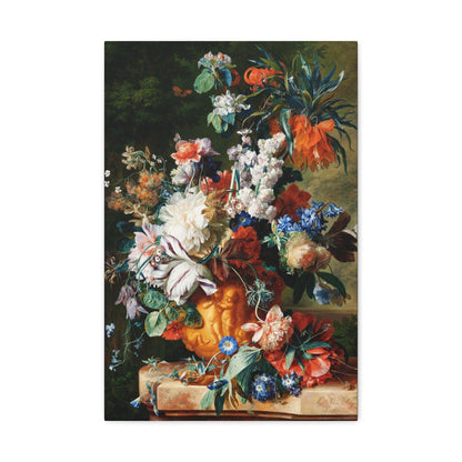 Bouquet of Flowers in an Urn (1724) by Jan van Huysum (Painting) - Canvas Gallery Wraps