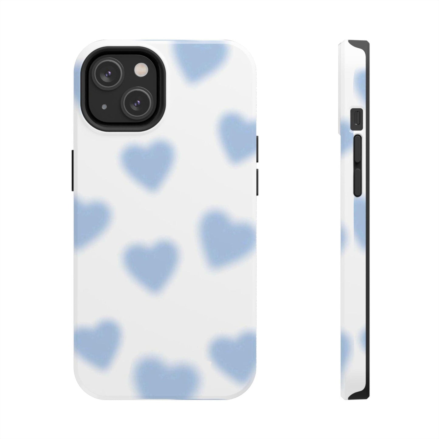 Blue-Blurry Hearts Tough iPhone Cases