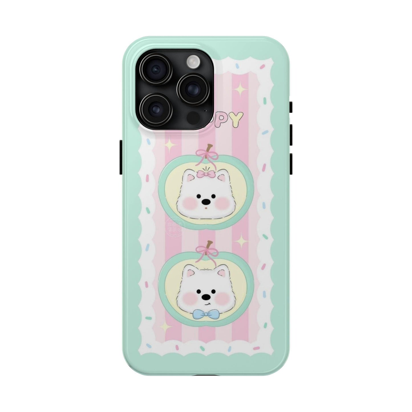 Cute Puppy Pink and Green Tough iPhone Cases