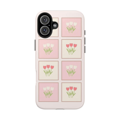 Floral Pastel Tulips Garden Tough iPhone Cases