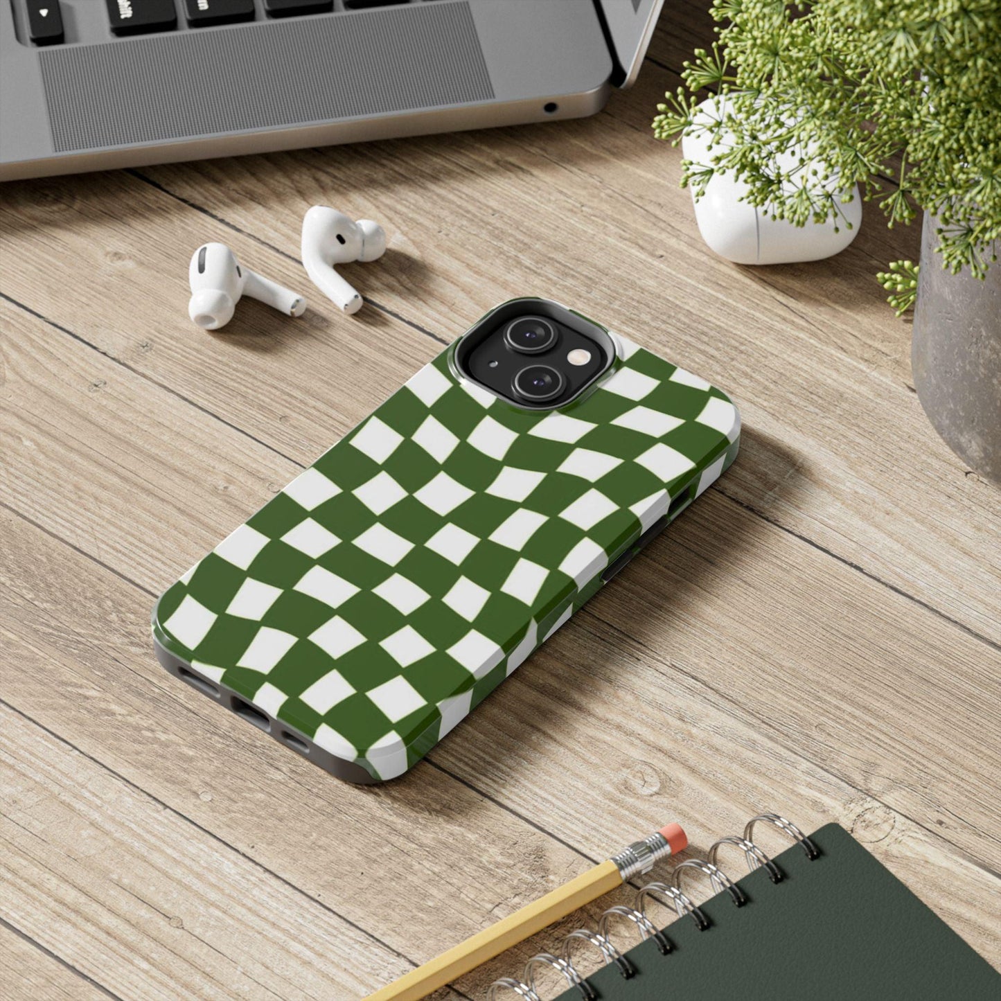 Green Checkmates Tough iPhone Cases