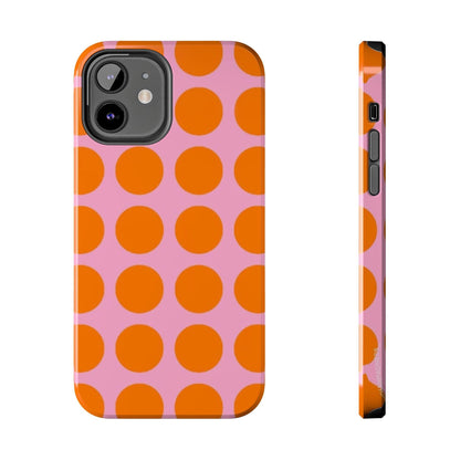 Orange Dots on Pink Tough Phone Cases