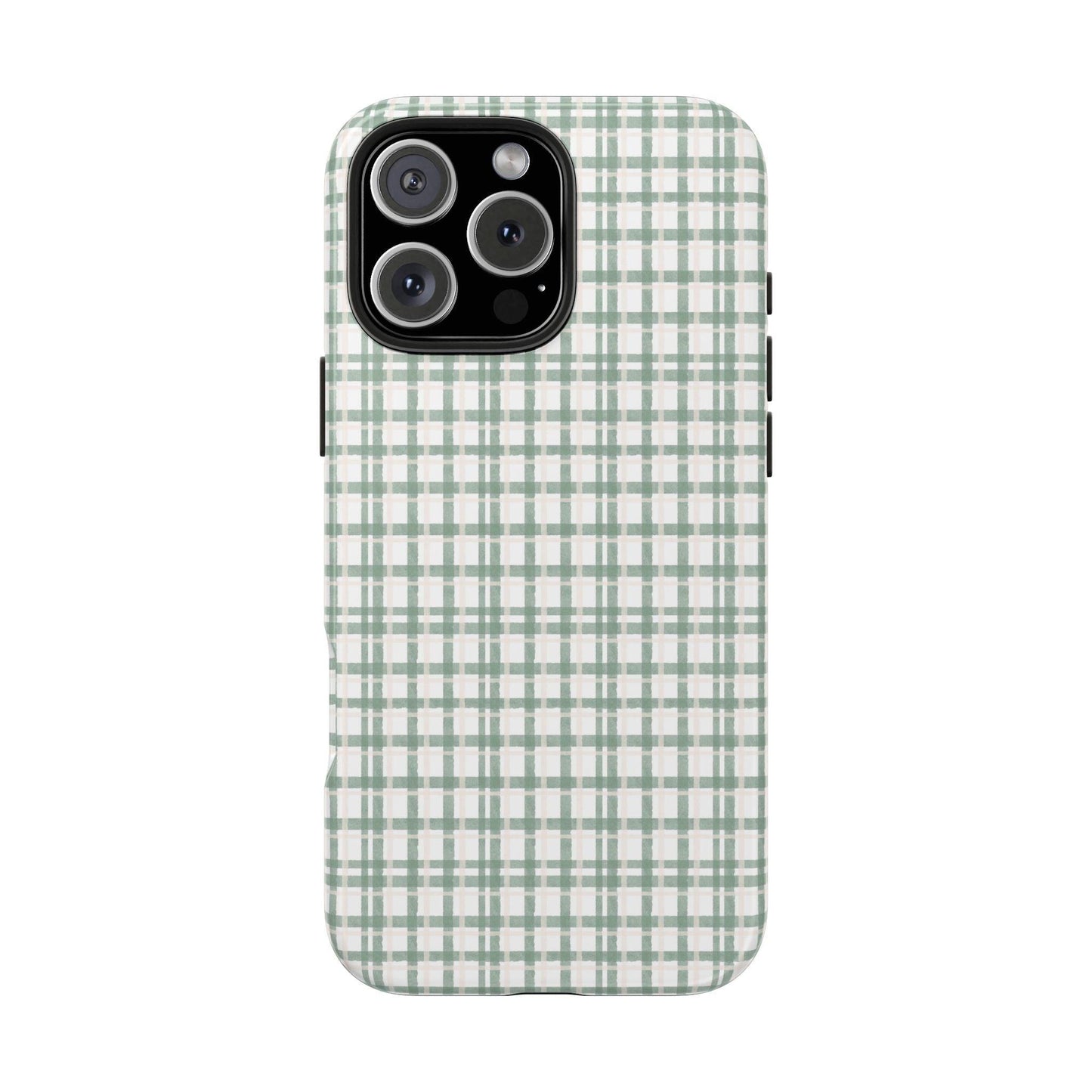 Vintage Sage Gingham Tough iPhone Cases