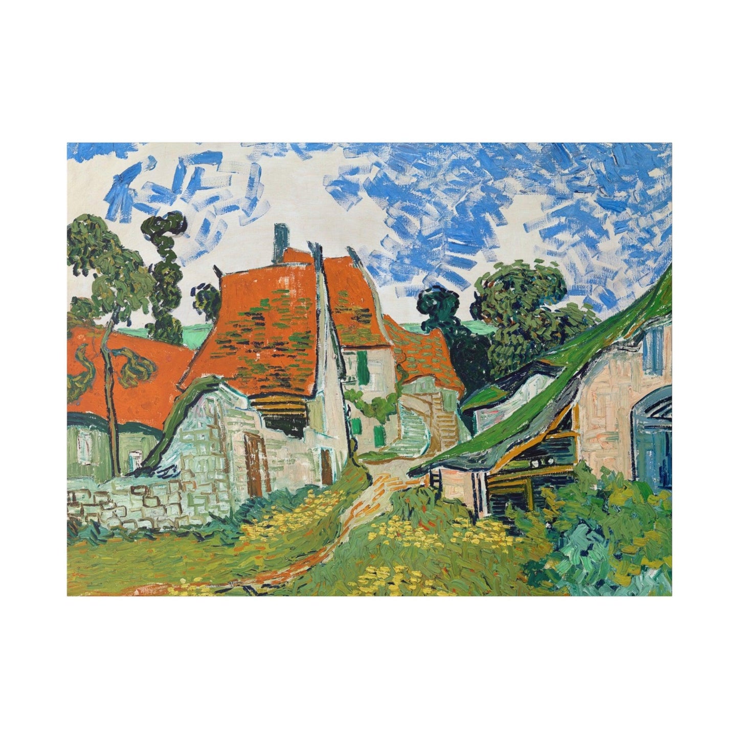 Vincent van Gogh's Street in Auvers-sur-Oise (1890) famous landscape painting - Matte Canvas, Stretched, 0.75"