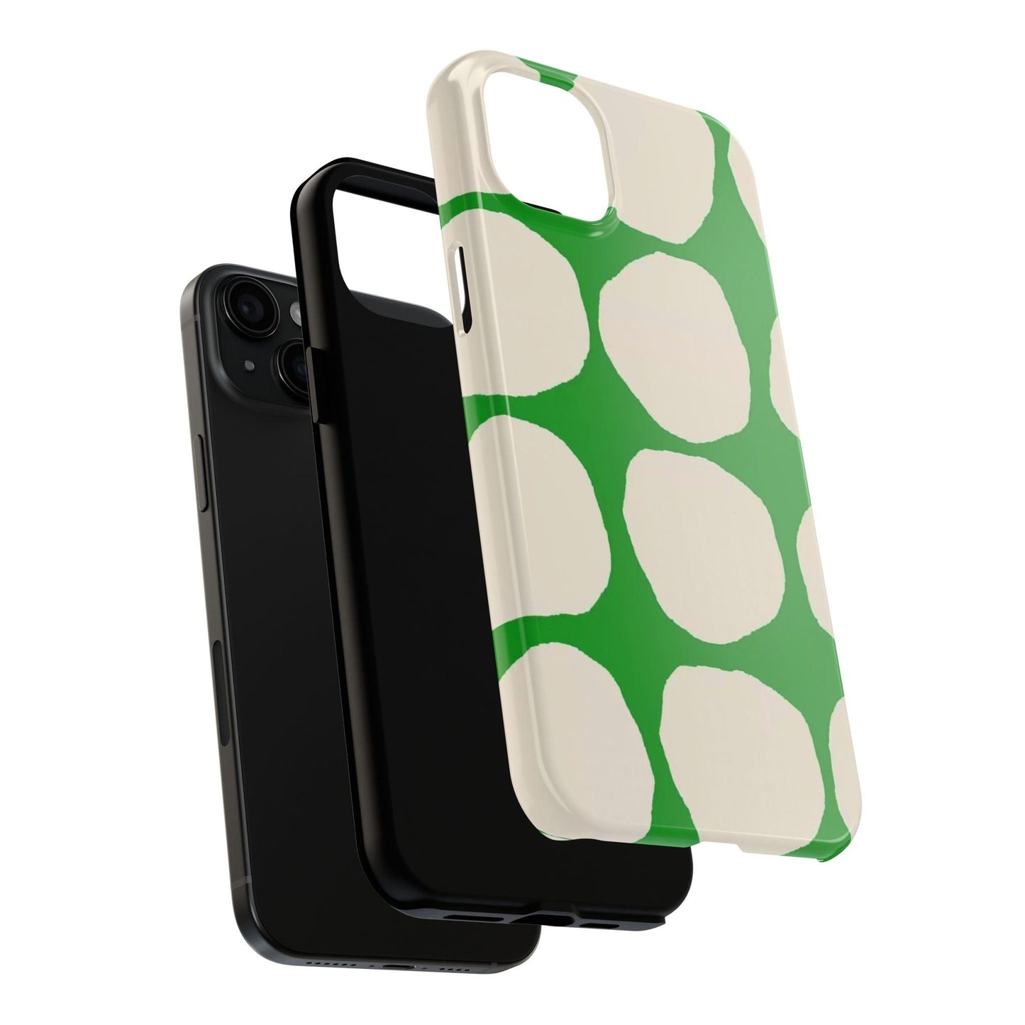 Green Scape with Beige Dots Tough iPhone Cases