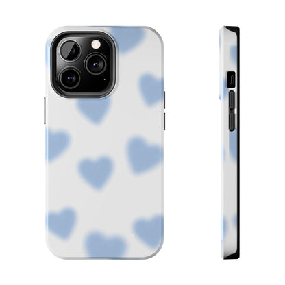 Blue-Blurry Hearts Tough iPhone Cases