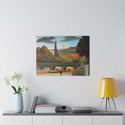 Henri Rousseau's Seine and Eiffel-tower in the sunset (1910) famous painting - Matte Canvas, Stretched, 0.75"