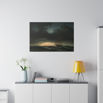 A Danish corvette in the lake after a storm by Anton Melbye - Matte Canvas, Stretched, 0.75"