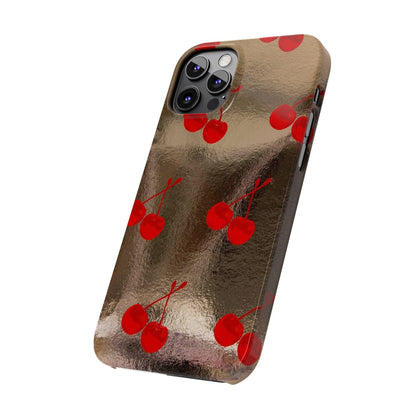 Golden Cherry Bliss Slim iPhone Cases