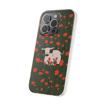 Cow in Flower Field - Flexi iPhone Cases