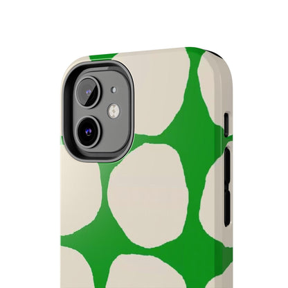 Green Scape with Beige Dots Tough iPhone Cases