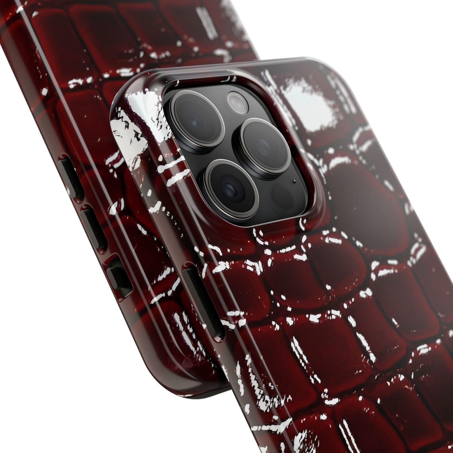 Croc Print Cherry Red Tough Phone Case – Luxe Protection with Bold Style