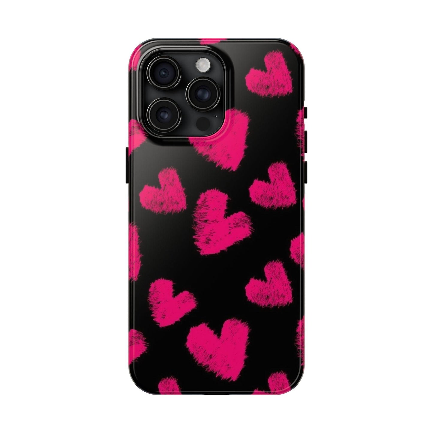 Hot Pink Fuzzy Hearts iPhone Tough Case