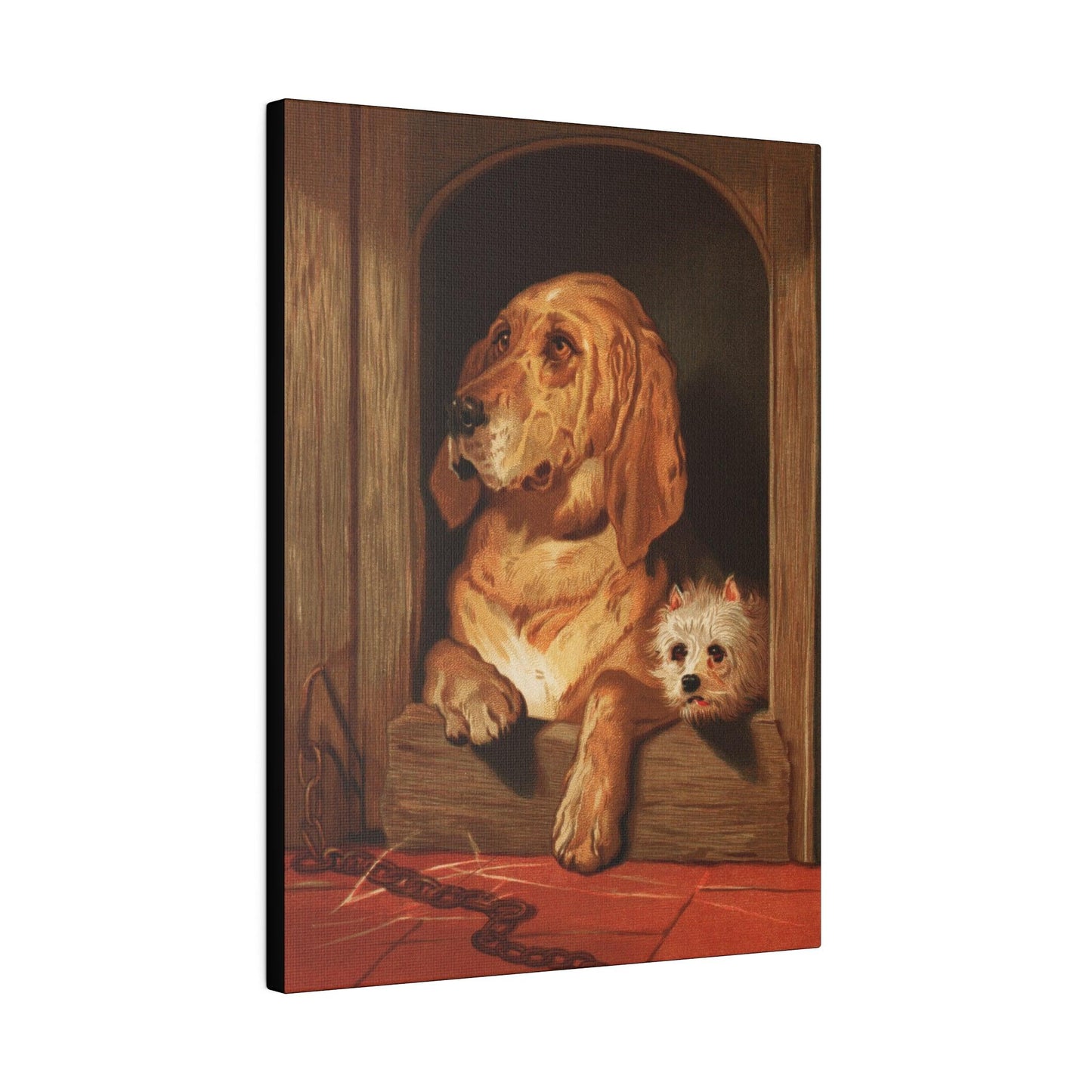 Dignity and Impudence by Sir Edwin Landseer 1877 Landseer dog painting of a bloodhound and a terrier on a Matte Canvas Stretched 0.75