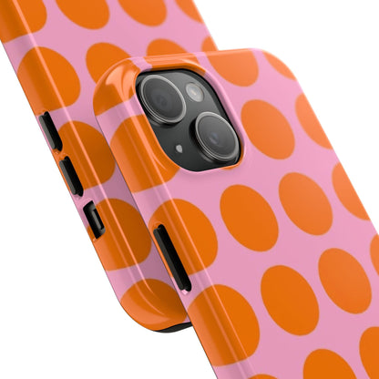 Orange Dots on Pink Tough Phone Cases