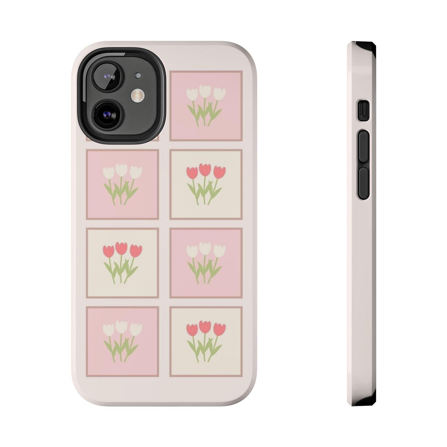 Floral Pastel Tulips Garden Tough iPhone Cases