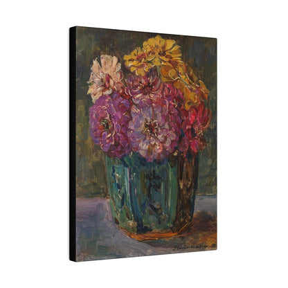 Still Life with Zinnias in a green Jar (1910) by Floris Verster - Matte Canvas, Stretched, 0.75"