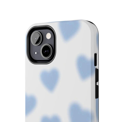 Blue-Blurry Hearts Tough iPhone Cases