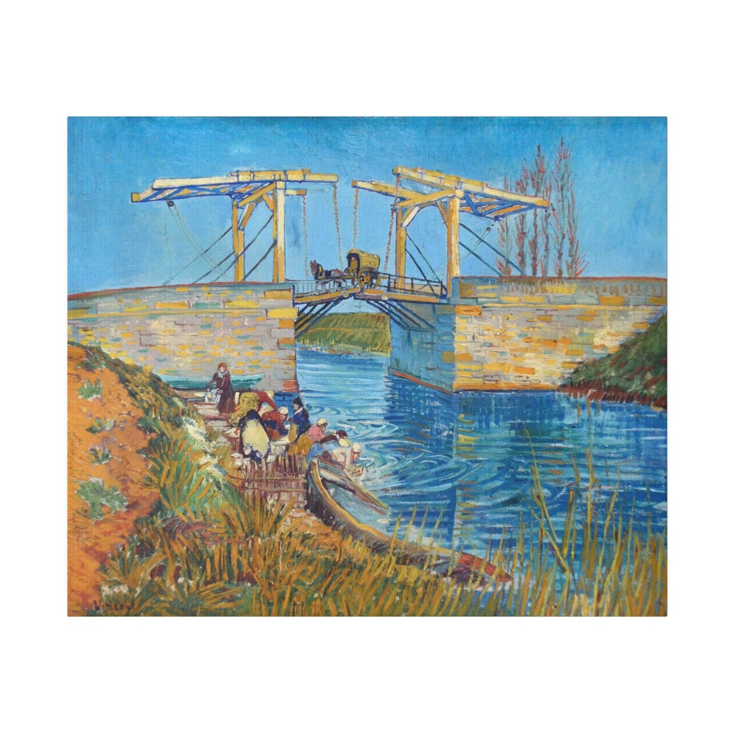 Vincent van Gogh's The Langlois Bridge at Arles with Women Washing (1888) famous painting - Matte Canvas, Stretched, 0.75"