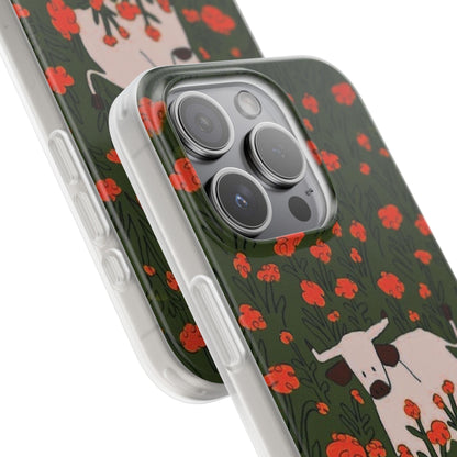 Cow in Flower Field - Flexi iPhone Cases